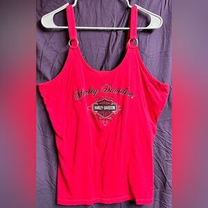 Harley-Davidson Women's Hot Pink Logo Tank with Ring-Strap Detail